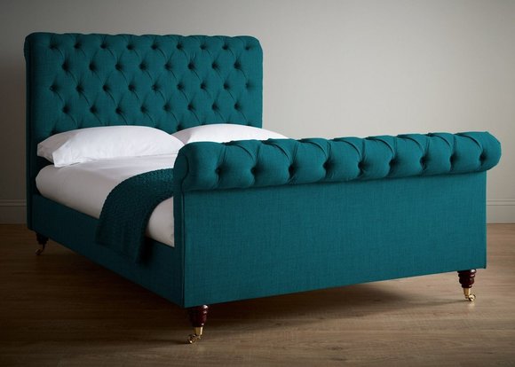 Bett Polster Design Luxus Doppel Hotel Betten Zimmer Chesterfield Grün