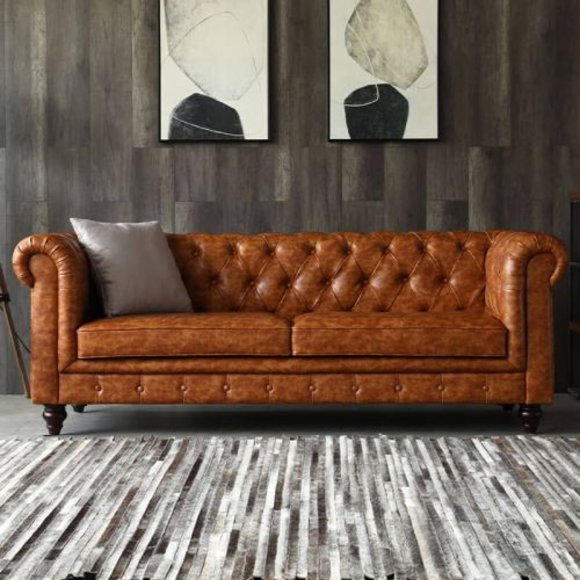 Chesterfield Leder Polster Design Sofa Deko Luxus Couch Klassische Sofa