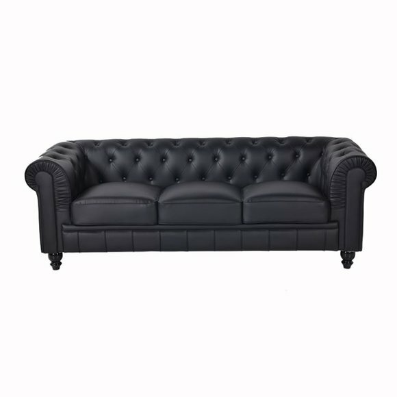 jvmoebel ® Textil Sofa Couch - Schwarz Polster Dreisitzer Couch