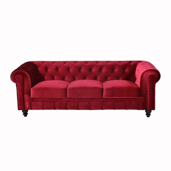 jvmoebel ® - Leder Sofa Couch - Rote Polster Dreisitzer Couch Garnitur