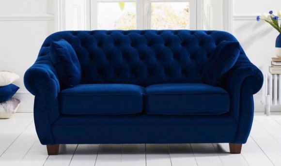 jvmoebel ® - Textil Sofa Couch - Blaue Polster Zweisitzer Couch