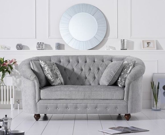 jvmoebel ® - Landhaus Designer Couch - Chesterfield Textil Sofa Grau