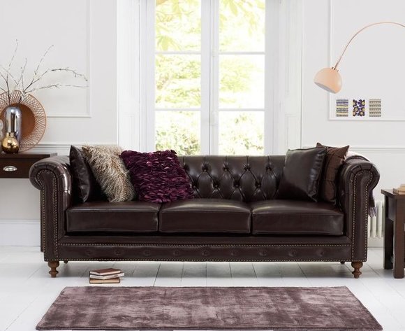 Chesterfield Sofa Couch Polster Stoff Leder Couchen Garnitur Deko Polster
