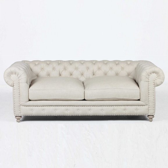 Luxus Chesterfield Dreisitzer Klassische Leder Polster Couch England