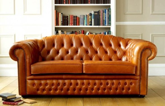 Chesterfield Sofa Couch Polster Stoff Leder Couchen Braune Garnitur