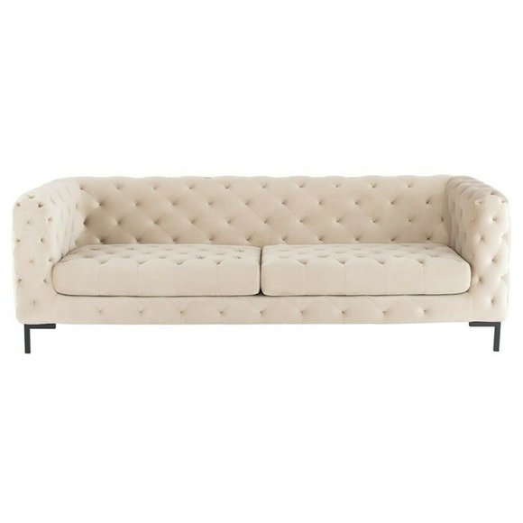 Beige Chesterfield Sofa Couch Polster Stoff Leder Couchen Samt Garnitur