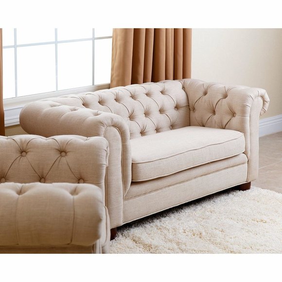 Landhaus Zweisitzer - Chesterfield Sofa Sitz Gemütliche Couch Stoff