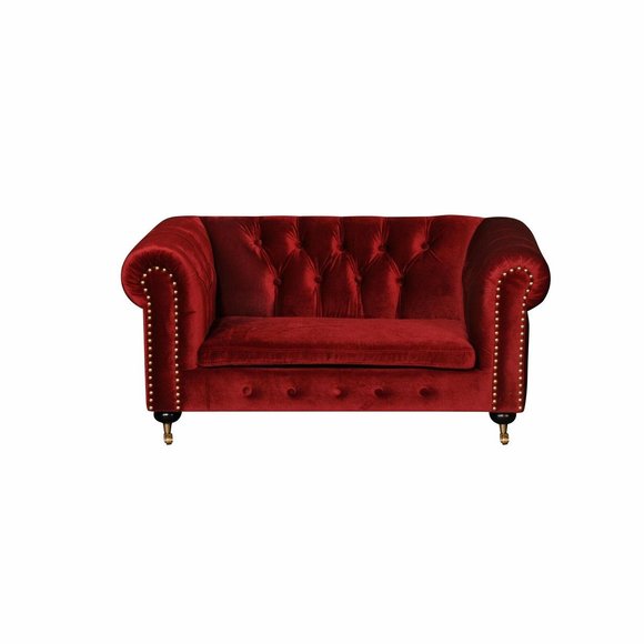 Rote Barock Sofa Couch - Chesterfield Stoff 2 Sitzer Leder Textil