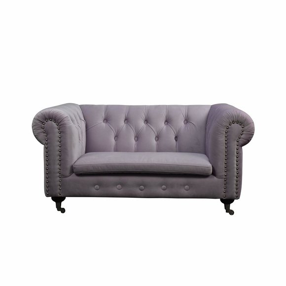 Chesterfield 2 Sitzers Klassische Luxus Barock Rokoko Textil Sofa Leder