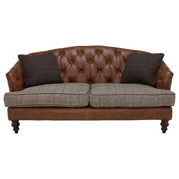 Chesterfield 3 Sitzer Klassische Luxus Rokoko Barock Textil Sofa Leder