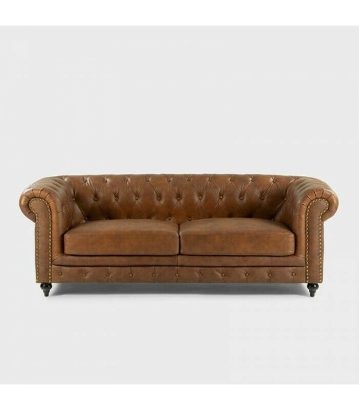 jvmoebel ® - Leder Sofa Couch - Braun Sessel Polster Dreisitzer Couch