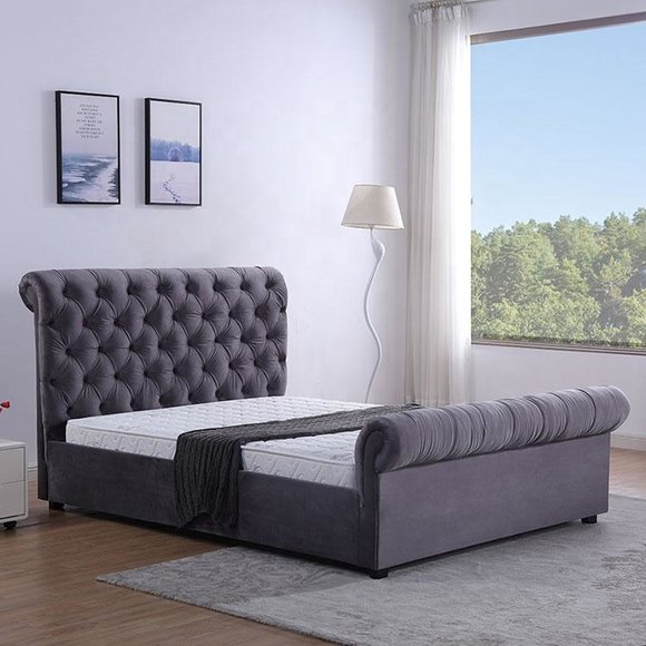 Design Chesterfield Bett Textil Leder Hotel Betten Schlafzimmer Neu Samt
