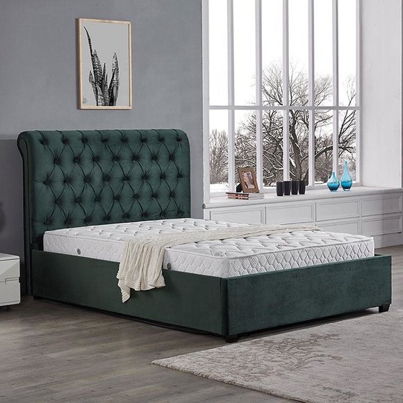 Klassisches Design Bett Polster Betten Chesterfield Textil 180x200cm jvmoebel