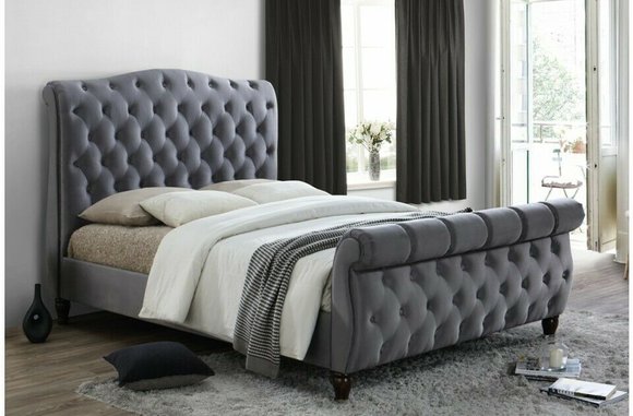 Klassisches Samt Textil Bett Doppel Betten Gepolsterte Hotel Schlazimmer