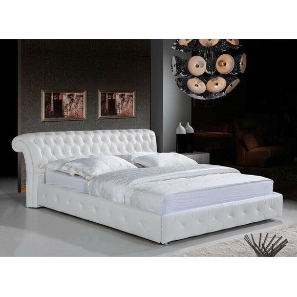 Schlafzimmer Chesterfield Designer Bett Leder Textil Polster 140/160/180/200 cm