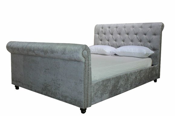 Design Chesterfield Bett Textil Samt Polster Leder Hotel Betten Schlafzimmer