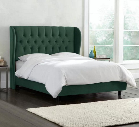 Chesterfield Design Samt Luxus Bett Textil Betten Deko Schlafzimmer Doppel