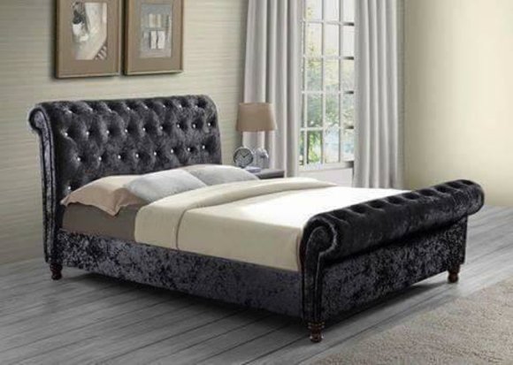 Chesterfield Hotel Luxus Doppel Polster Leder Bett Schlafzimmer Betten