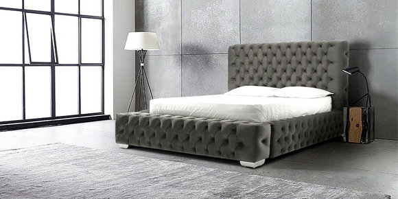 Designer Schlafzimmer Chesterfield Bett Textil Leder Polster 140/160/180/200 cm
