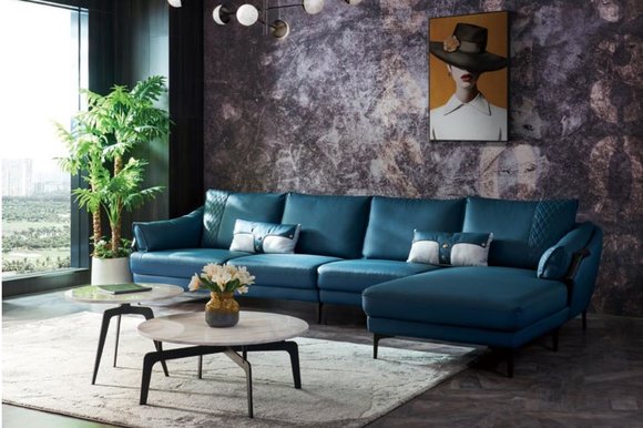 Italienische Polster Sitz Leder Ecke Garnitur Couch Moderne Wohnlandschaft