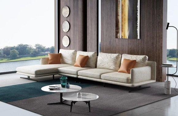 Designer Ledersofa Ecksofa Polster Eck Couch Sitz Deko Eck L Form Garnitur