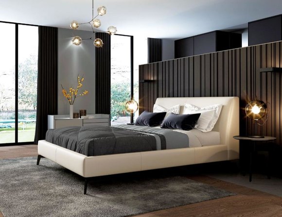 Doppelbett Betten Design Bett Leder Polster Schlafzimmer Ehe Italienische