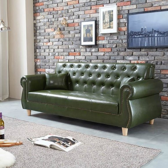 Britische Dreisitzer Couch - Luxus Leder Möbel - Wohnzimmer Sofa Dreisitzer