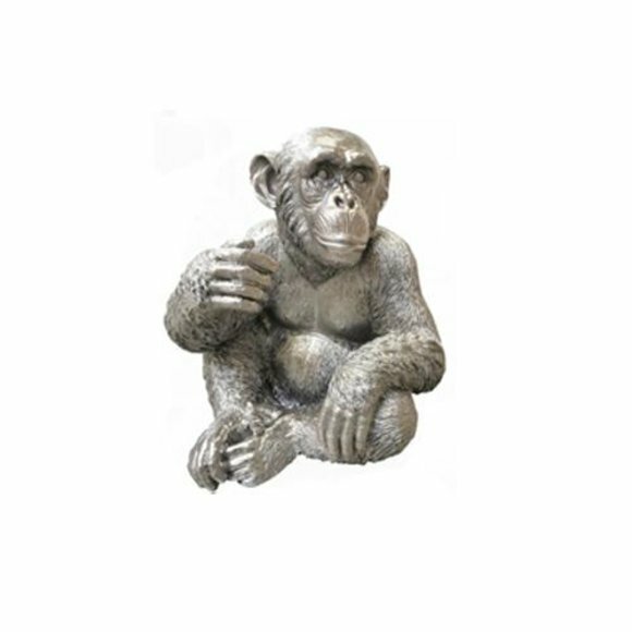 affe figur abstrakte figuren statuen moderne silber bemalt neu 50cm statue
