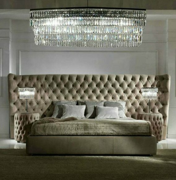 Bett Polster Luxus Doppel Betten Schlaf Zimmer Textil Chesterfiel King Size