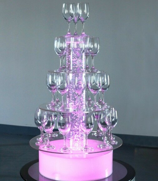 Champagne Tower Sekt Turm Wasser Säule Beleuchtet Regal Säulen