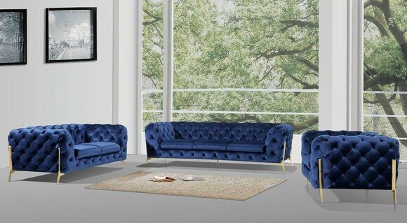 Italienische Sofa 2x Einsitzer Couch Set Polster Set Chesterfield Neu 1+1 Sitz