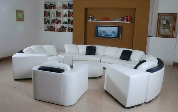 Wohnlandschaft Rund Ecksofa Leder Runde Couch Garnitur Sofa Couch Ecke
