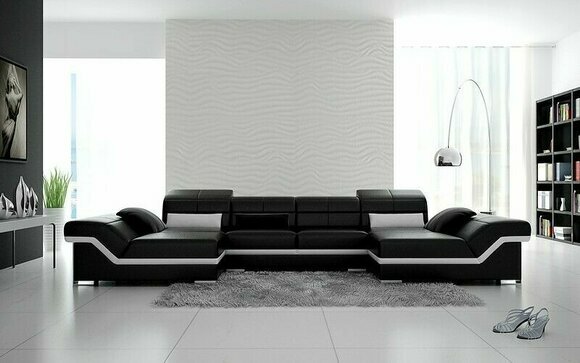 Ecksofa Sofa Couch Polster Wohnlandschaft Leder Ecke Garnitur U Form