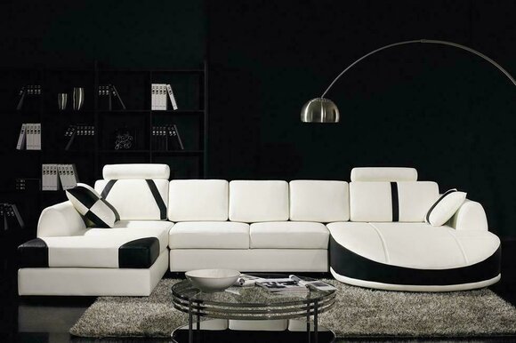 Ecksofa Ledersofa Polster Wohnlandschaft Sofa Couch Eckgarnitur U Form