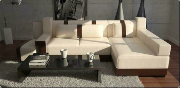 Ecksofa Sofa Couch Deko Polster Wohnlandschaft Leder Eck Sofas Garnitur
