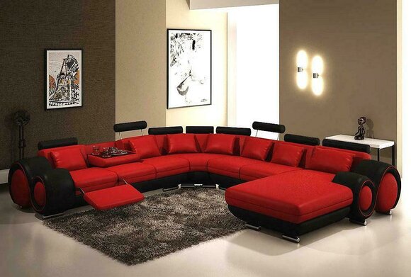 Ledersofa Couch Polster Sitz Garnitur Couchen Wohnlandschaft BIG XXL