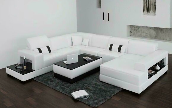 Ecksofa Sofa Couch Polster Deko Wohnlandschaft Leder Eck Sofas Garnitur
