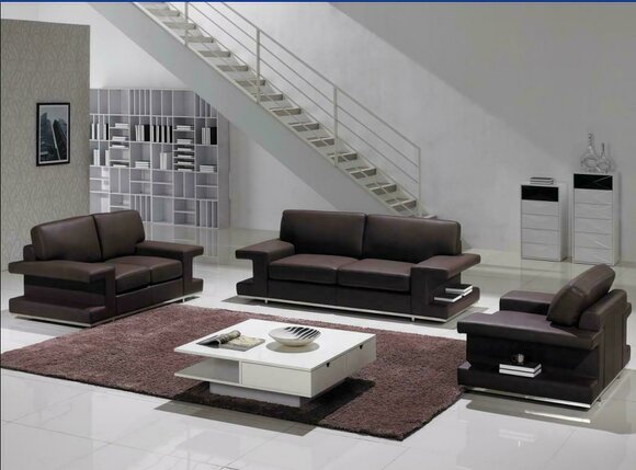Ledersofa Wohnlandschaft 3+2+1 Sitz Garnitur Design Couch Modern Sofa