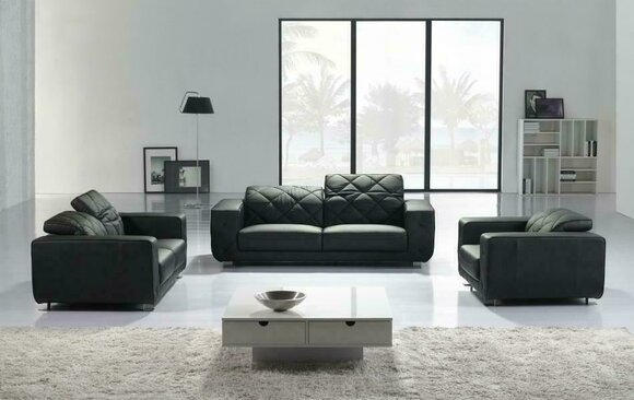 Ledersofa Sofagarnitur 3+2+1 Sitzer Set Garnitur Deko Polstersofa Couch