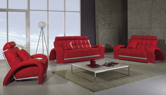 Ledersofa Couch Wohnlandschaft 3+1+1 Sitzer Garnitur Sofa Sofagarnitur