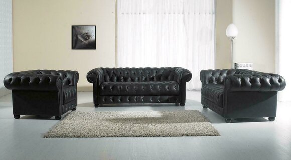 Chesterfield 1 Sitzer Sessel Textil Leder Polster Fernseh Sofa Couch Designer