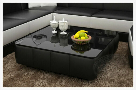 Design Glastisch Deko Leder Couch Tisch Tische Glas Sofa Wohnzimmertisch