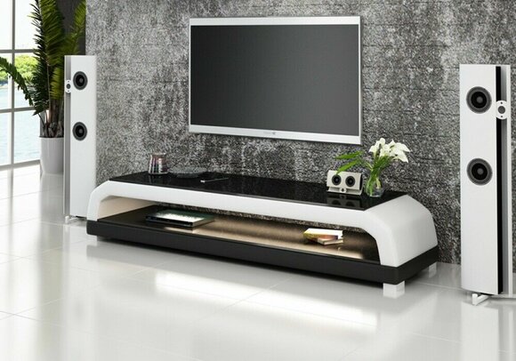 rtv tv Sideboard Leder Glas Tisch Fernseh Schrank Tisch Designer