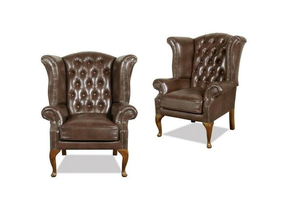 Chesterfield Ohrensessel Polster Fernseh Queen Sessel Antik Look Couch