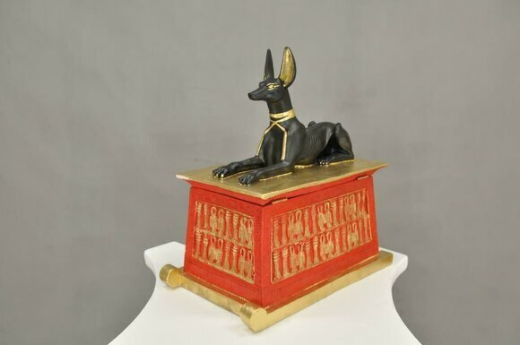 Schatule Handbemalt Ägypten Skulptur Figur Schlüssel Kasten Box Sarkofag