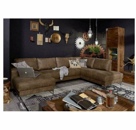 Ecke Ecksofa U-Form Wohnlandschaft Sofa Couch Polster Garnitur Vintage