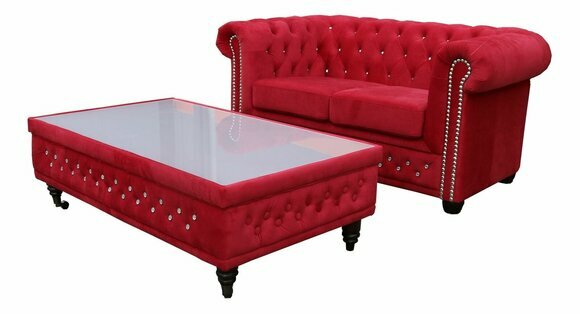 Chesterfield Design Couchtisch Glastisch Tisch Polster Sofa Beistell Tische