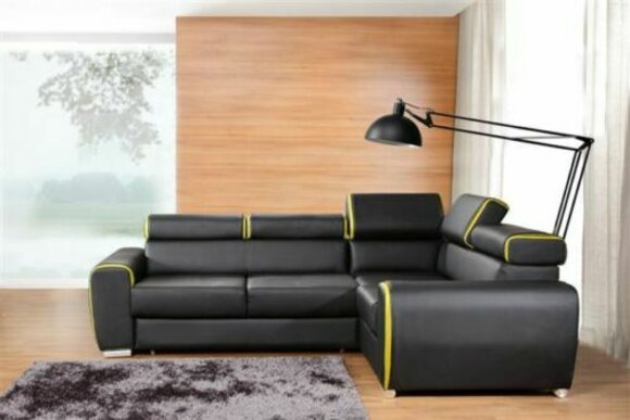 Design Ecksofa L-form Bettfunktion Couch Leder Textil Sofas Couchen