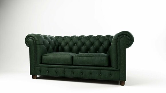 Chesterfield Luxus 2 Sitzer Couch Polster Sofa Leder Stoff Couchen Garnitur Neu