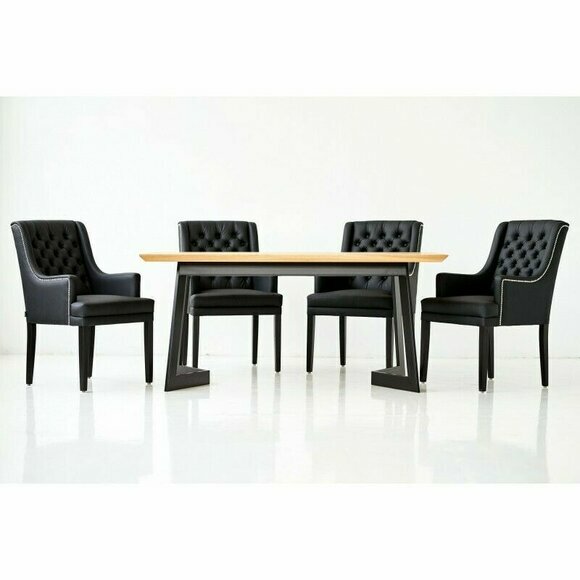 Tisch + 6 Chesterfield Stühle Esszimmer Gruppe Stuhl Garnitur Polster
